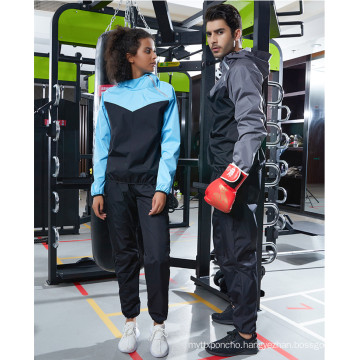 Wholesale Women Weight Loss Long Sleeve Waterproof Black Workout Clothes Hooded Jacket Pants Sweat Sauna Suit for Men